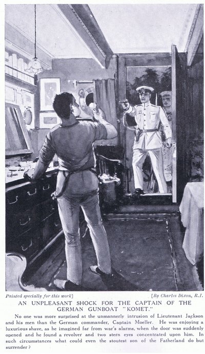 Un choque desagradable para el capitán del cañonero alemán Komet, octubre de 1914 de Charles Edward Dixon